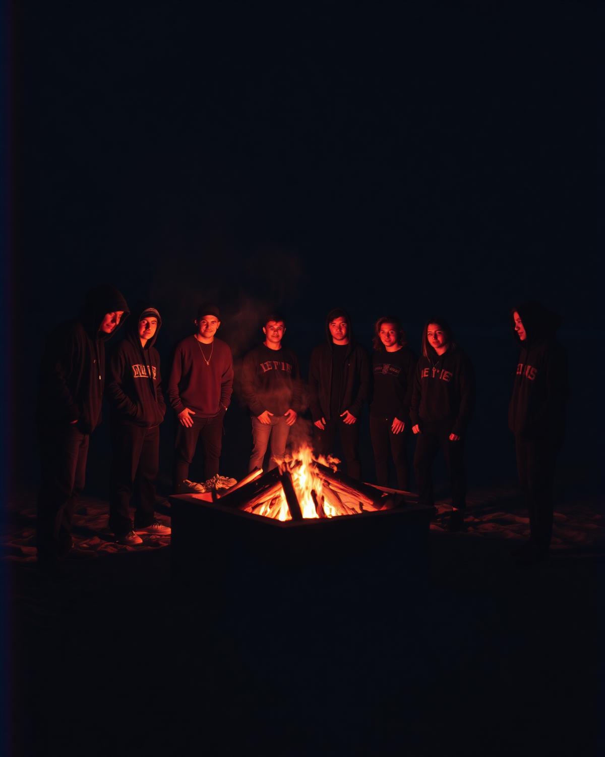 Beach bonfire crew